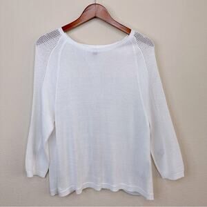 BLACK LABEL by CHICO’S Knit White Long Sleeve Open Back Sweater Size 2 (L)